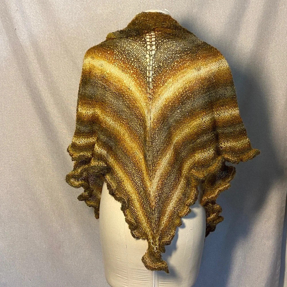 Handmade Multicolor Mohair Knit Shawl.